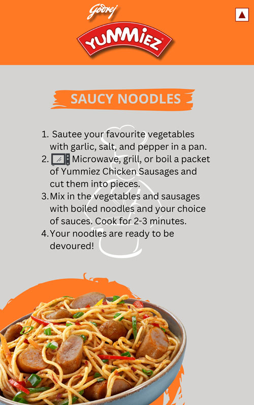 Chicken Sausages Saucy Noodles
